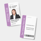 Name des neuen Fotos für Mitarbeiter Lila Ausweis (Front & Back)