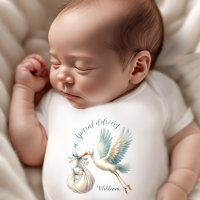Name des neugeborenen Babyjungen Blue Stork Delive