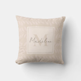 Name des neutralen Boho Monogramms Kissen
