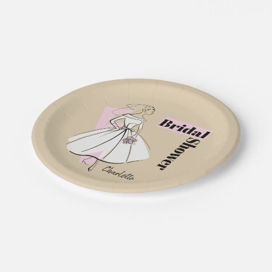 Name des neutralen Brautparty der Mode-Bride Pappteller (Schrägansicht)