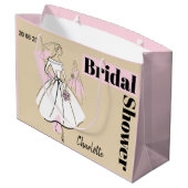 Name des neutralen Brautparty der Mode-Bride rosa Große Geschenktüte (Rückseite Schrägansicht)