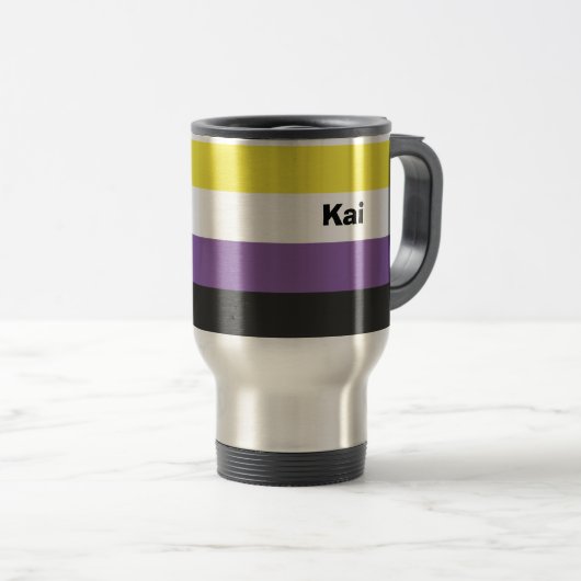 Name des nicht binären Strichs oder Monogramms Reisebecher (VorderseiteRechts)