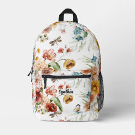 Name des niederländischen Art Watercolor Floral Pa Bedruckter Rucksack