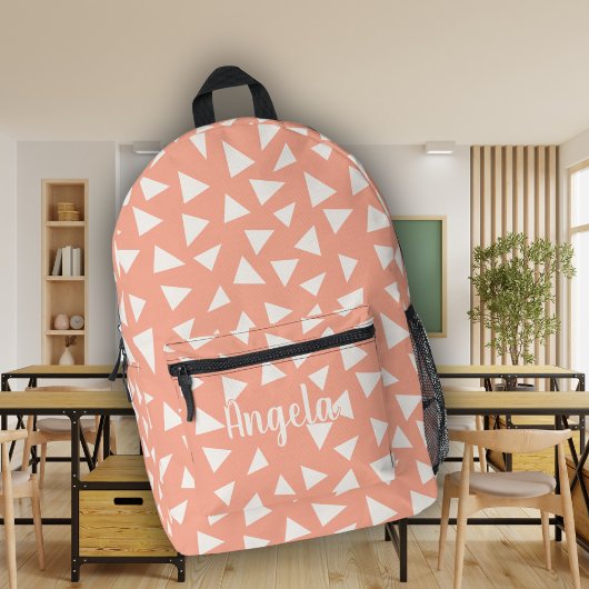 Name des niedlich rosa geometrischen Monogramms Bedruckter Rucksack