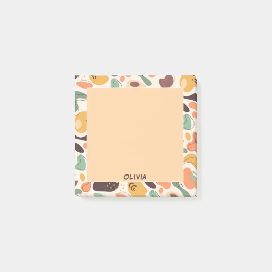 Name des niedlichen Abstrakten Musters Monogramm Post-it Klebezettel (Vorderseite)