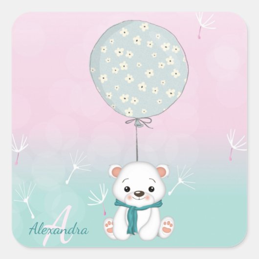 Name des niedlichen Babybärchens Quadratischer Aufkleber (Vorderseite)