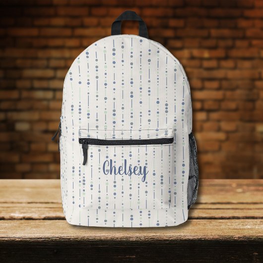 Name des niedlichen blauen Streifen Bedruckter Rucksack