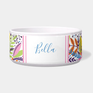 Name des niedlichen bloralen Hundes Mit Monogramm Napf