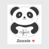 Name des niedlichen Cartoon Panda Bear Monogram Aufkleber (Blatt)