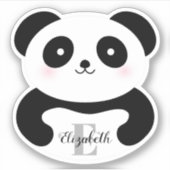 Name des niedlichen Cartoon Panda Bear Monogram Aufkleber (Vorderseite)