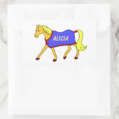 Name des niedlichen Cartoon Pony Rechteckiger Aufkleber (Tasche)