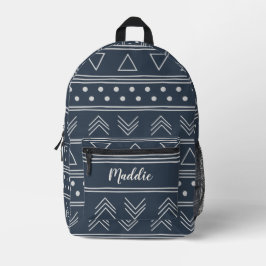 Name des niedlichen dunkelblauen Mudcloth Monogram Bedruckter Rucksack
