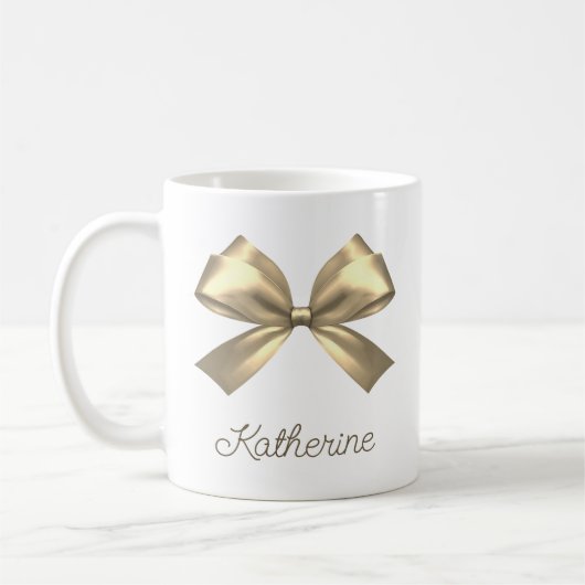 Name des niedlichen Girl Gold Ästhetik Bow Kaffeetasse (Links)