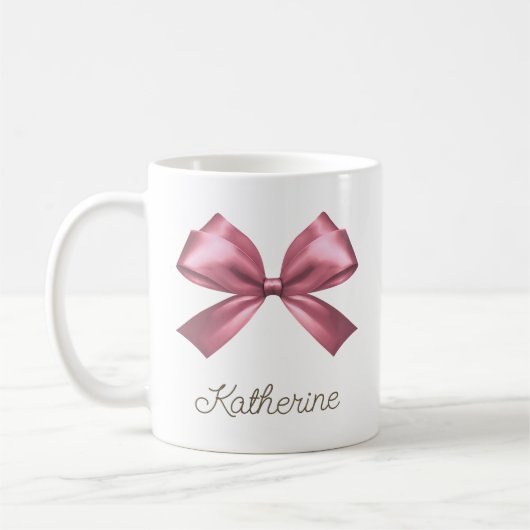 Name des niedlichen Girl Pink Ästhetik Bow Kaffeetasse (Links)