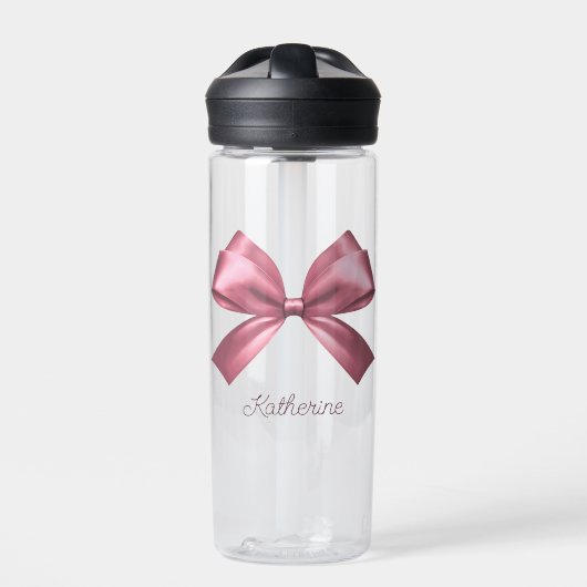 Name des niedlichen Girl Pink Ästhetik Bow Trinkflasche (Vorderseite)