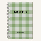 Name des niedlichen grünen Buffalo-Karos Monogram Notizblock (Vorderseite)