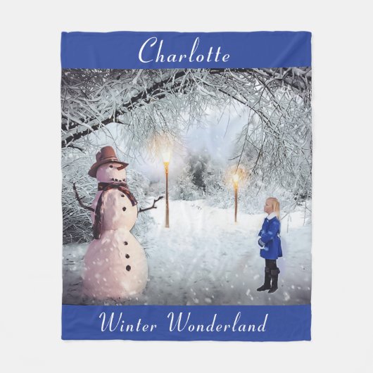 Name des niedlichen Kindes, Winterwunderland, Weih Fleecedecke (Vorderseite)
