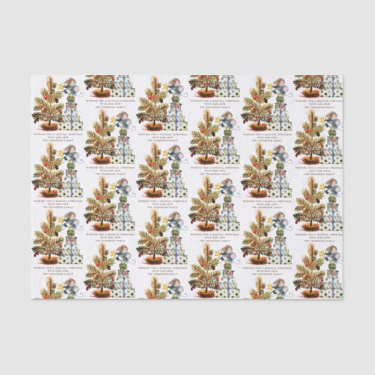 Name des niedlichen Mäuse-Weihnachtsbaumes Seidenpapier (Vorderseite)