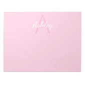 Name des niedlichen Mit Monogramm Mädchens | Rosa  Notizblock (Vorderseite)
