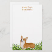 Name des niedlichen Pembroke Corgi Dog Monogram Briefpapier (Vorne/Hinten)