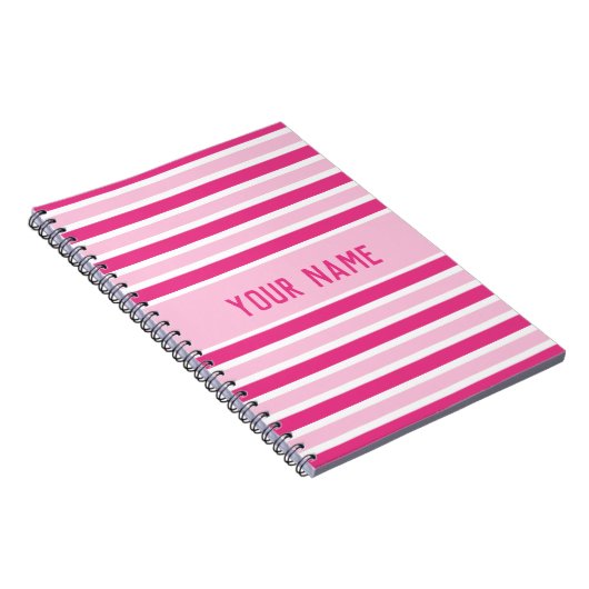 Name des niedlichen Preppy-Rosa- und Weißstreifens Notizblock (Rechte Seite)