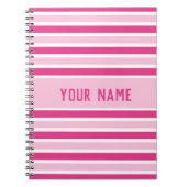 Name des niedlichen Preppy-Rosa- und Weißstreifens Notizblock (Vorderseite)