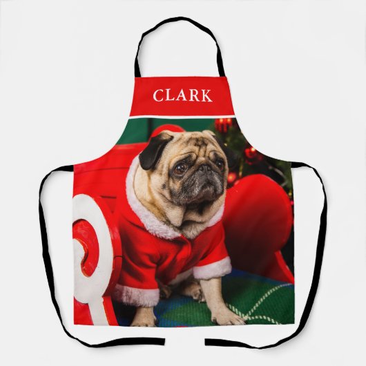 Name des niedlichen Red & Green Doppy-Pet-Fotos Schürze (Vorderseite)