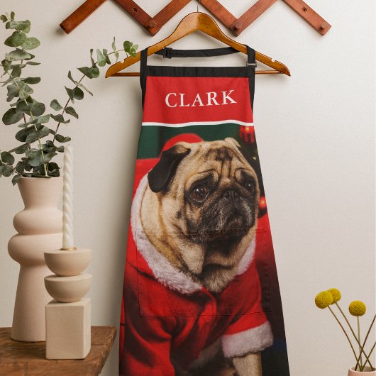 Name des niedlichen Red & Green Doppy-Pet-Fotos Schürze