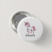 Name des niedlichen rosa Einhorn-Cartoon Button (Vorne & Hinten)