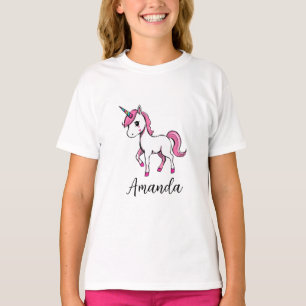 Name des niedlichen rosa Einhorn-Cartoon T-Shirt