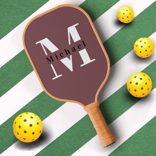 Name des niedlichen roten Monogramms + Anfangsbuch Pickleball Schläger