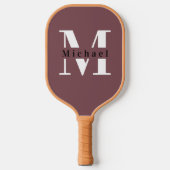 Name des niedlichen roten Monogramms + Anfangsbuch Pickleball Schläger (Vorderseite)