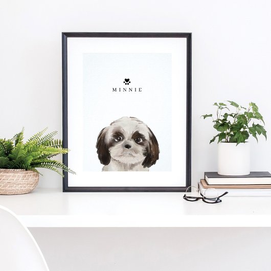 Name des niedlichen Shih Tzu Aquarellfarben-Hundes Poster