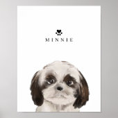 Name des niedlichen Shih Tzu Aquarellfarben-Hundes Poster (Vorne)