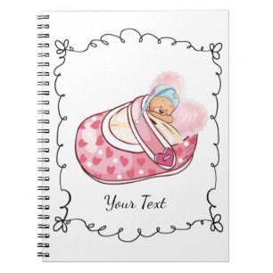 Name des niedlichen Sleepy-Bären Rosa Notizblock