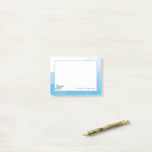 Name des niedlichen Tierhais Post-it Klebezettel (Auf Schreibtisch)