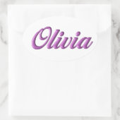 Name des Olivia-Aufklebers Ovaler Aufkleber (Tasche)