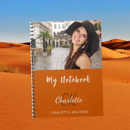 Name des orangefarbenen Fotos Notizblock