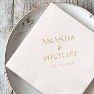 Name des Paares und Hochzeitstag elegant Servietten Mit Folie