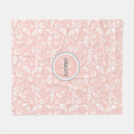 Name des Paisley-Monogrammes Fleecedecke (Vorderseite (Horizontal))