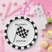 Name des Party des Schwarz-weißen Markierungsfelds Pappteller (Party)