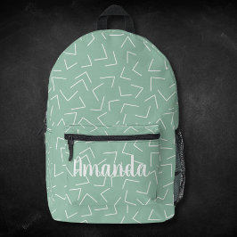 Name des Pastells Green Geometric Arrows Monogram Bedruckter Rucksack
