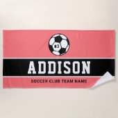 Name des personalisiert-Coral-Soccer-Spielers Strandtuch (Vorderseite)