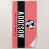 Name des personalisiert-Coral-Soccer-Spielers Strandtuch (Vorderseite)