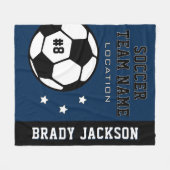 Name des personalisiert Navy Blue Soccer Players Fleecedecke (Vorderseite (Horizontal))