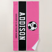 Name des personalisiert rosa Fußballspielers Strandtuch (Vorderseite)
