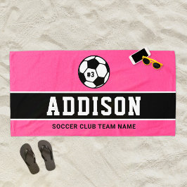 Name des personalisiert rosa Fußballspielers Strandtuch