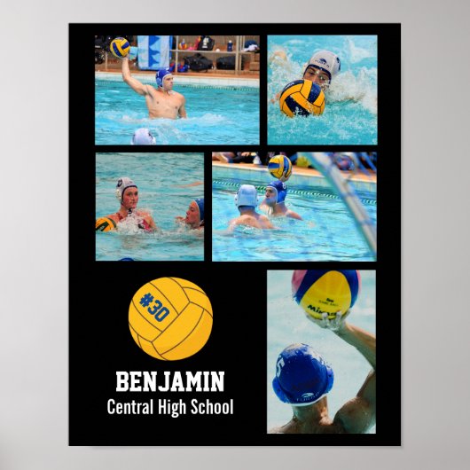Name des personalisiert Water Polo FotoCollage Tea Poster (Vorne)