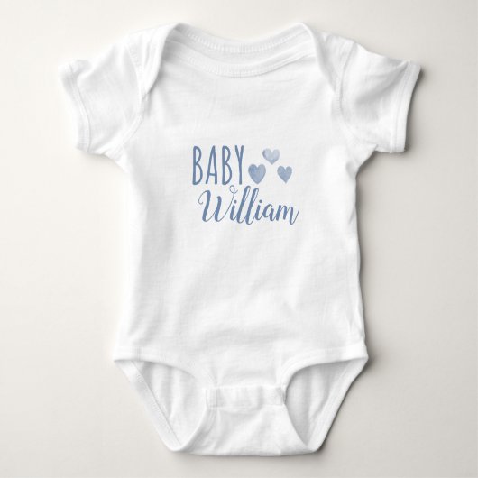 Name des personalisierten Baby-Jungen Hearts Baby Strampler (Vorderseite)