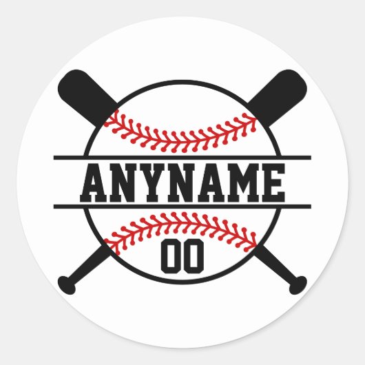 Name des personalisierten Baseball-Softball-Knoten Runder Aufkleber (Vorderseite)